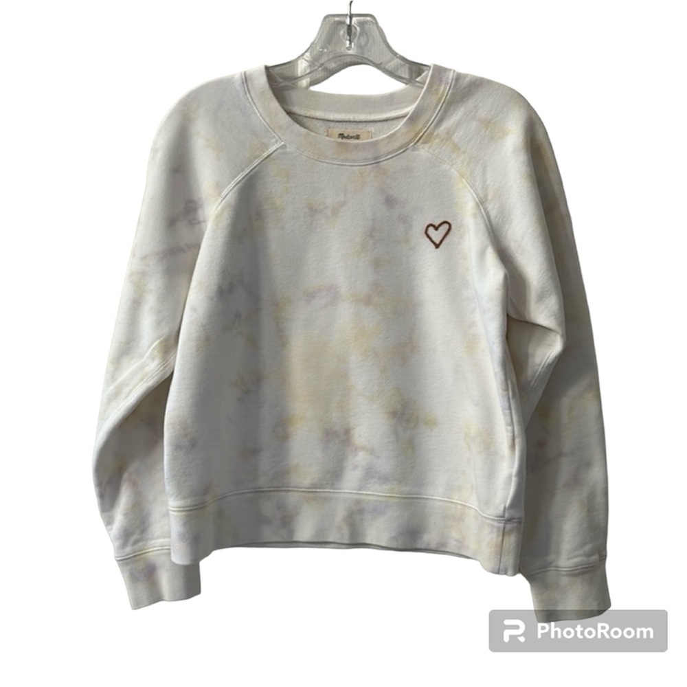 Madewell Subtle Tie Dye With Embroidered Heart Sweatshirt Size Small